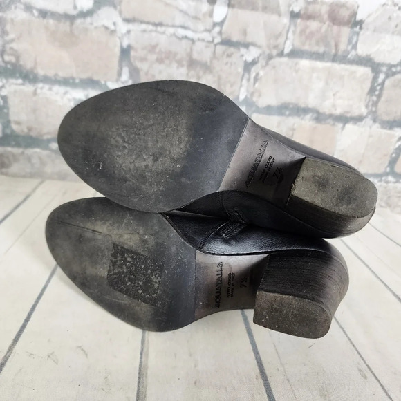 Aquatalia Black Leather Ankle Boot Side Zip Almond Toe Size 7 1/2 Made in Italy - Picture 11 of 11